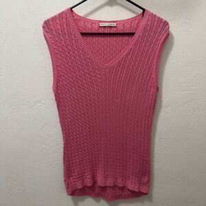 Vintage 90s Fairway & Green Pink Sleeveless Cable Knit Pullover M